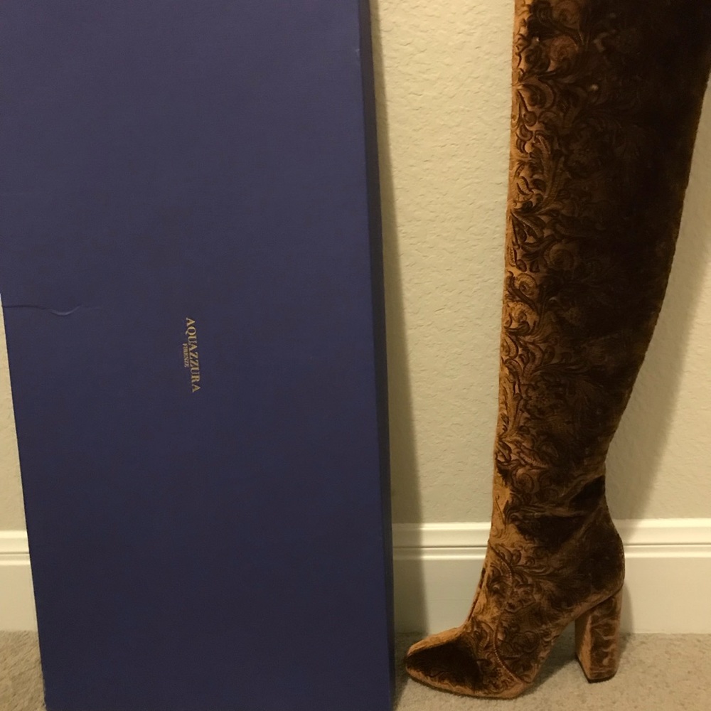 Aquazzura over the knee Velvet Baroque boo…